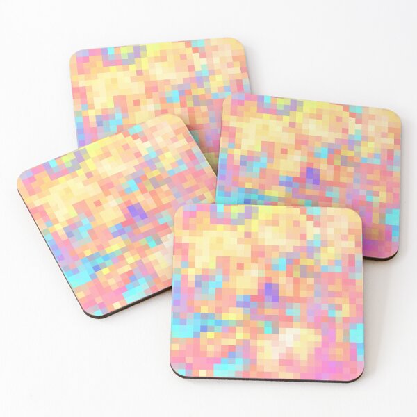 Item preview, graphic design geometric pixel square pattern abstract in pink yellow blue designed and sold by Mrvell.