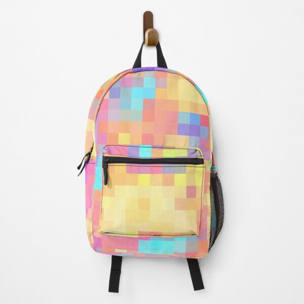 Item preview, graphic design geometric pixel square pattern abstract in pink yellow blue designed and sold by Mrvell.