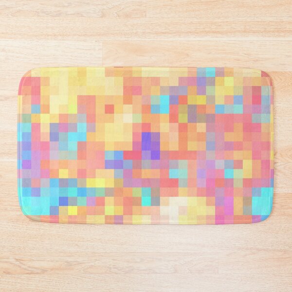 Item preview, graphic design geometric pixel square pattern abstract in pink yellow blue designed and sold by Mrvell.