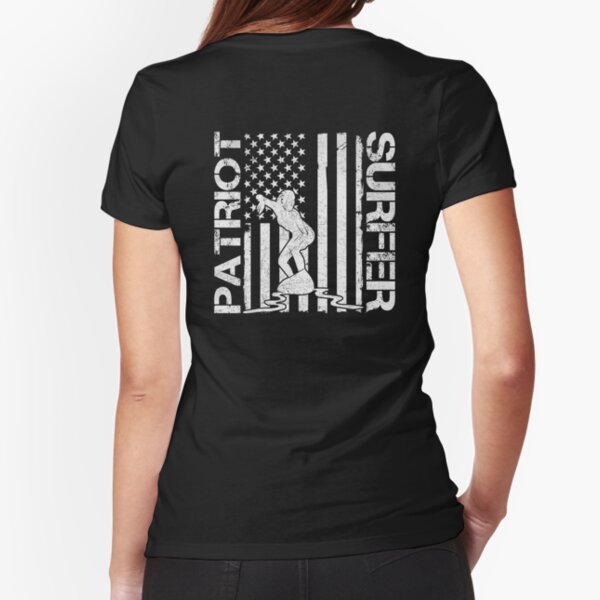 Patriot Surfer - Patriotic Surf Art Female Distressed Fitted T-Shirt