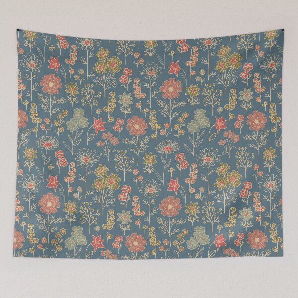 Item preview, Modern Denim Blue & Coral Floral designed and sold by somecallmebeth.