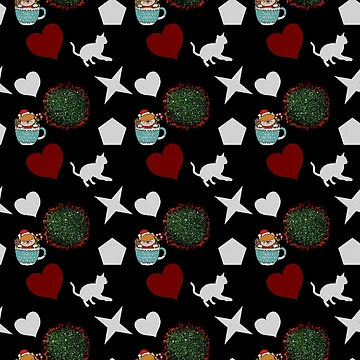 Artwork thumbnail, Cat patterned black by Graphroad