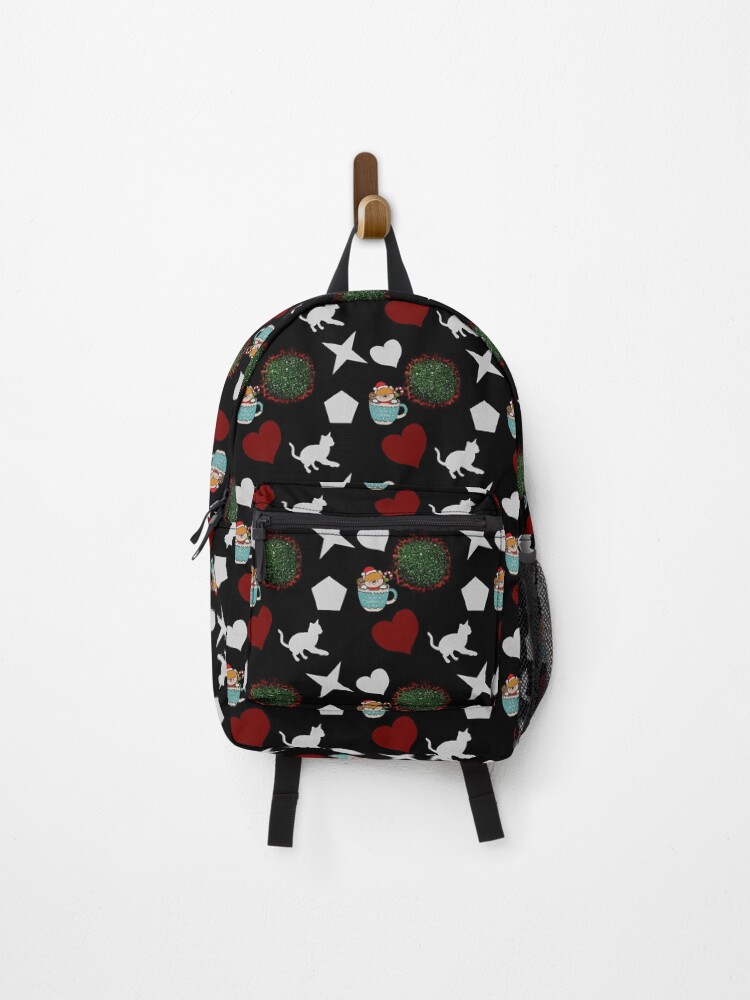 Thumbnail 1 of 3, Backpack, Cat patterned black designed and sold by Graphroad.