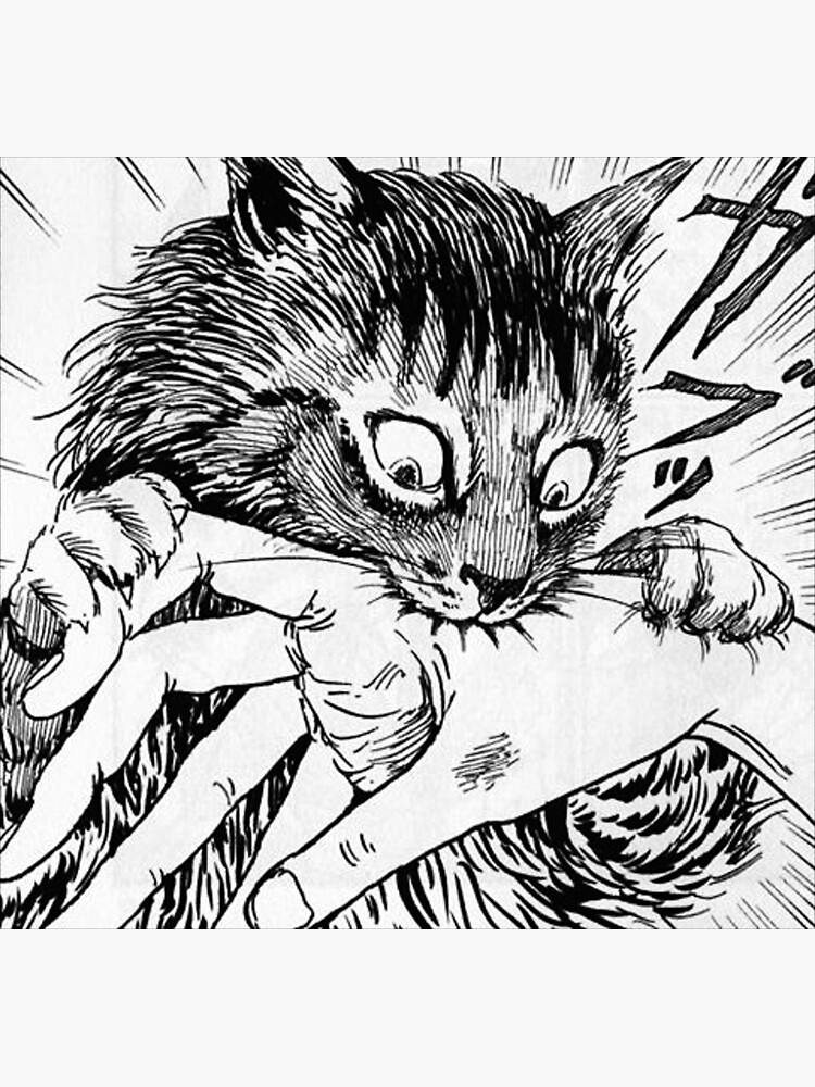 "Junji Ito - Cat Bite" Sticker by Kyok-Art | Redbubble