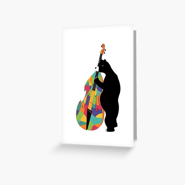Bear playing Double bass music instrument Greeting Card