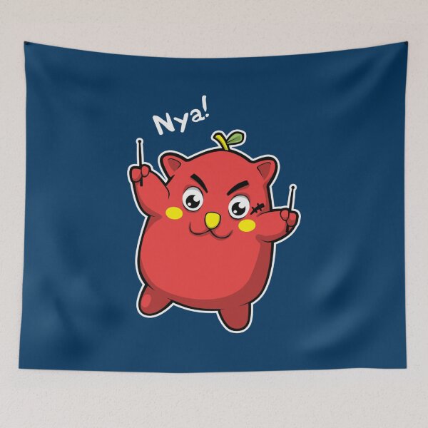 Item preview, Nyango Star  Cute Japanese Apple Cat Drummer Mascot designed and sold by ConnieAndJoan.