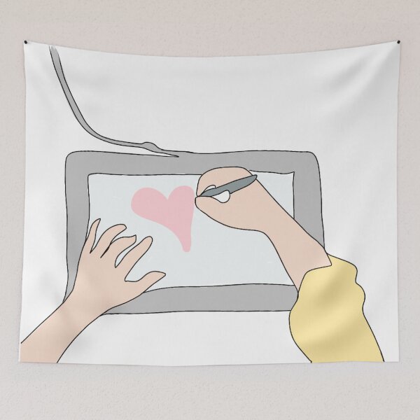 Item preview, Hands working on Graphic Tablet - Hand drawing a Heart on a Graphic Tablet designed and sold by Mrs-PenLine.