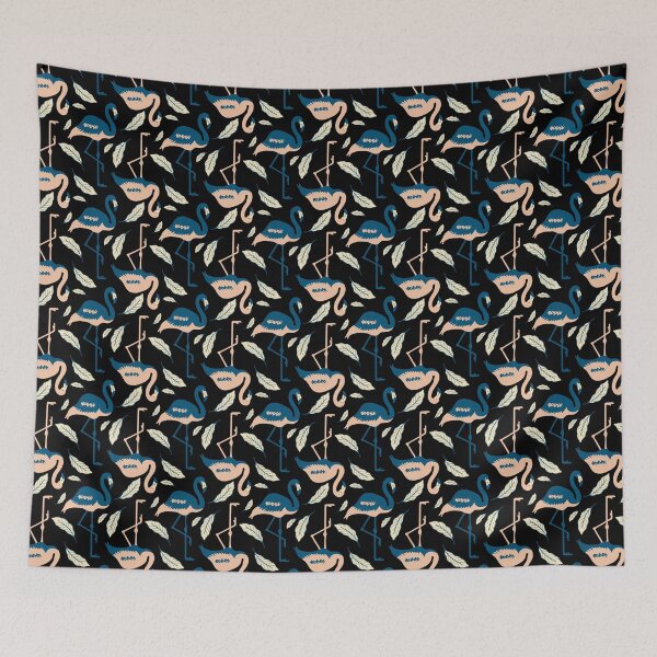 Item preview, Flamingos and Feathers in Blue and Pink Pattern designed and sold by Trinket-Trickster.