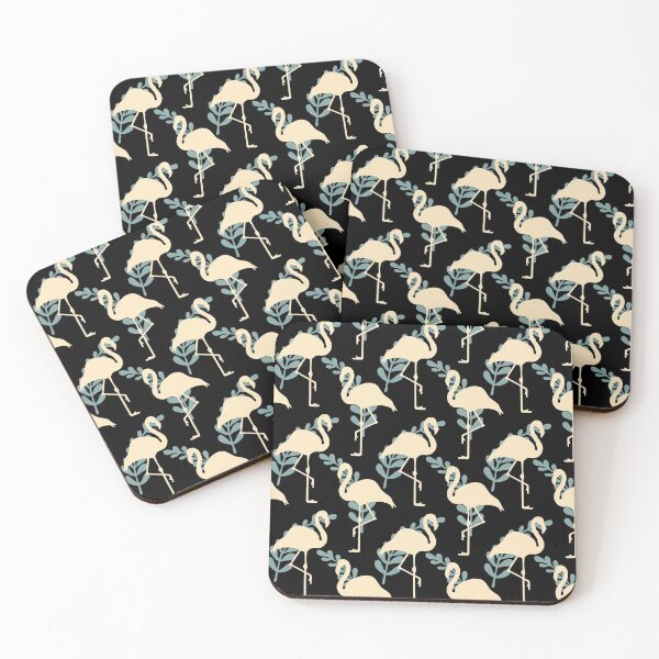 Item preview, Cream Flamingos and Blue Fern Leaf Pattern designed and sold by Trinket-Trickster.