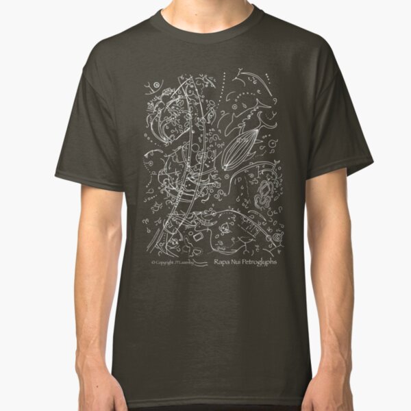 Rapa Nui Petroglyphs (white lines) Classic T-Shirt