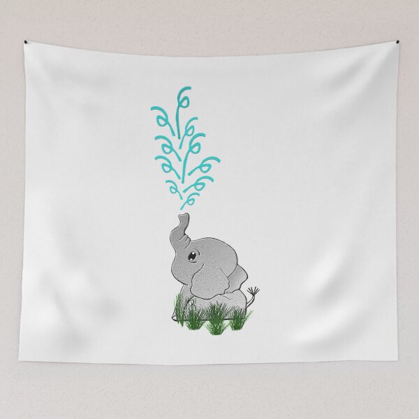 Item preview, Elephant baby birthday, children's birthday, elephant fan designed and sold by Kirei-Lily.