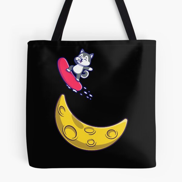 Item preview, Cute Husky With Snowboard On The Moon designed and sold by SparrowLag.
