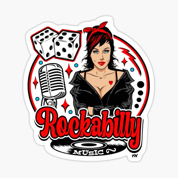 Rockabilly Pin Up Girl Sock Hop Rocker Vintage Classic Rock and Roll Music  | Sticker