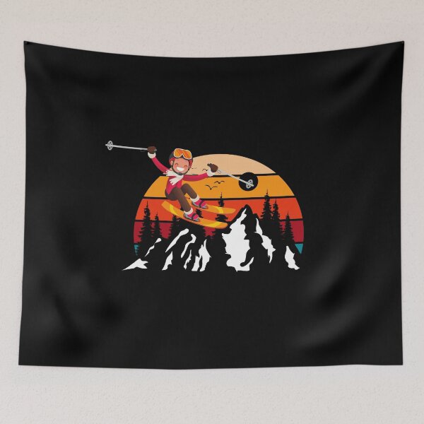 Item preview, Cute Cartoon Skier Figure Jumping Up The Mountains designed and sold by The-Muse.