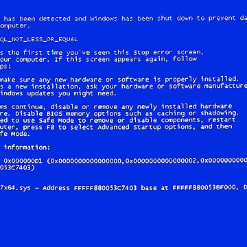 Windows error message Technical Information on blue screen Sticker by  sopfanna