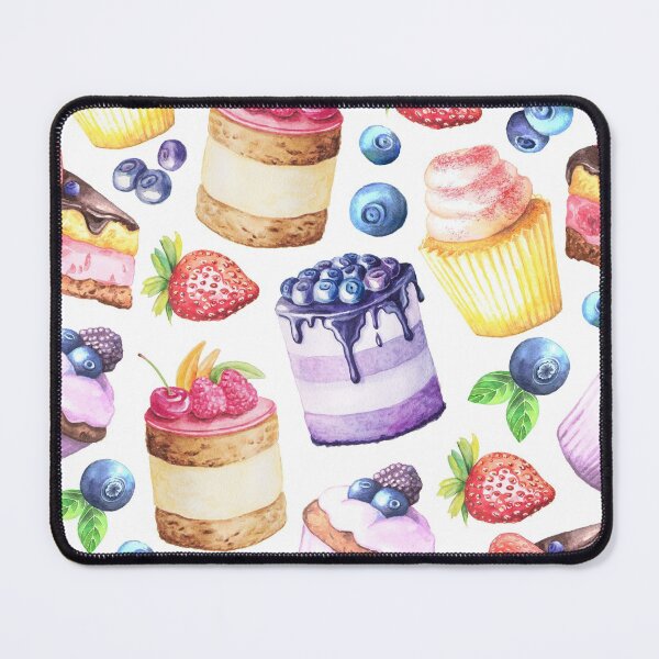 Item preview, Watercolour Blueberry and Strawberries cakes pattern designed and sold by Delicarte.