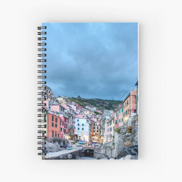 The village Riomaggiore in Cinque Terre at Nightfall Spiral Notebook