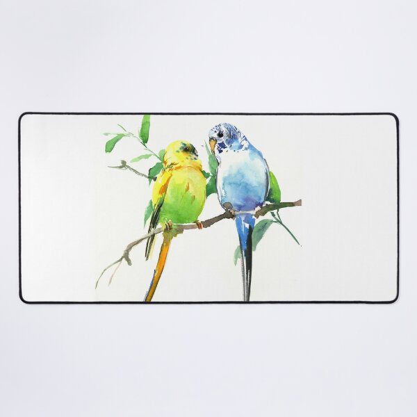 Budgies, Animal art, love, two birds bird artwork, bird pet Art Print by  SurenArt