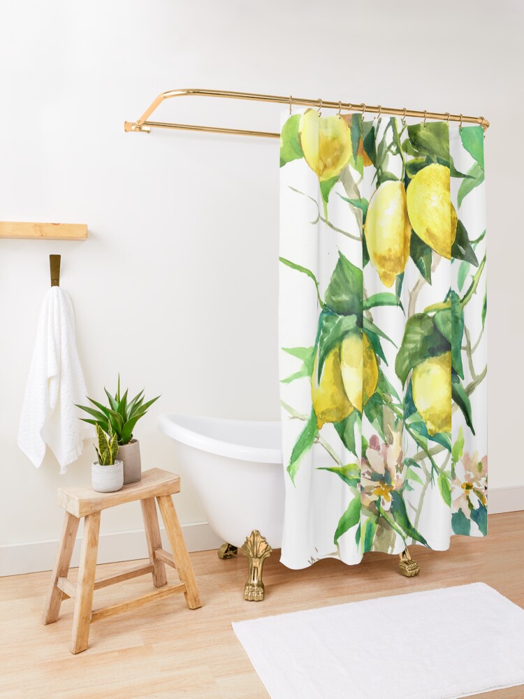 Lemon shower curtain sales