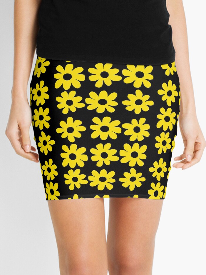 Black skirt 2024 yellow flowers