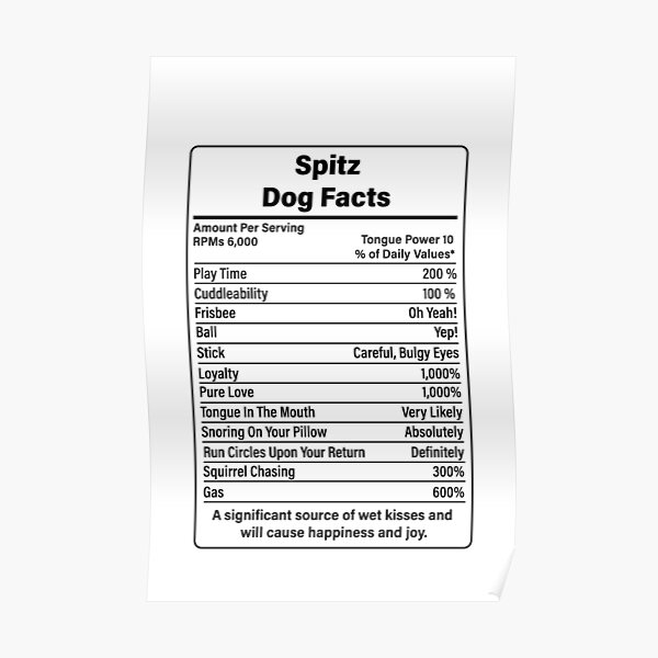 spitz-funny-dog-facts-spitz-nutrition-facts-gift-for-spitz-owner-poster-for-sale-by