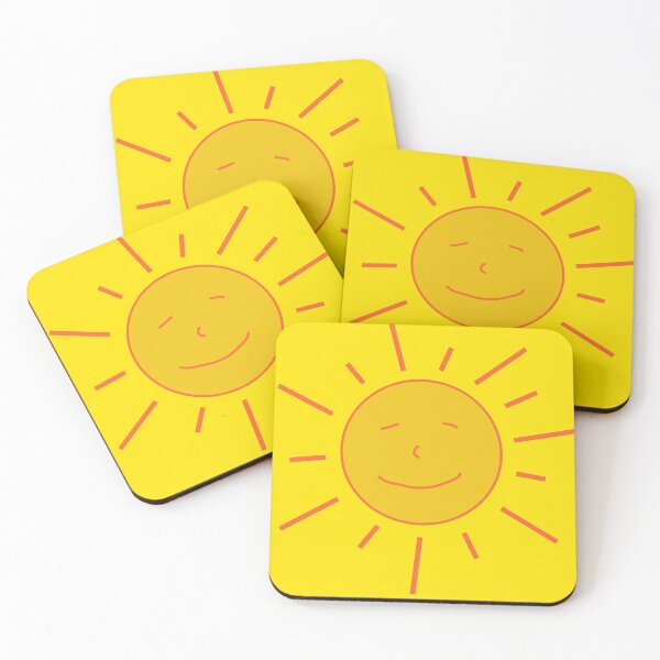 Item preview, Relaxed friendly yellow sun with face on yellow background designed and sold by sopfanna.