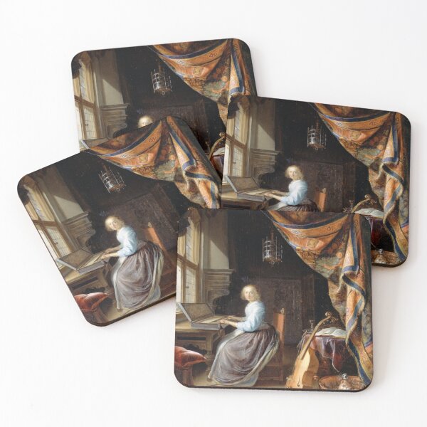 Item preview, Gerrit Dou "A Woman Playing a Clavichord" designed and sold by FineArtLover.
