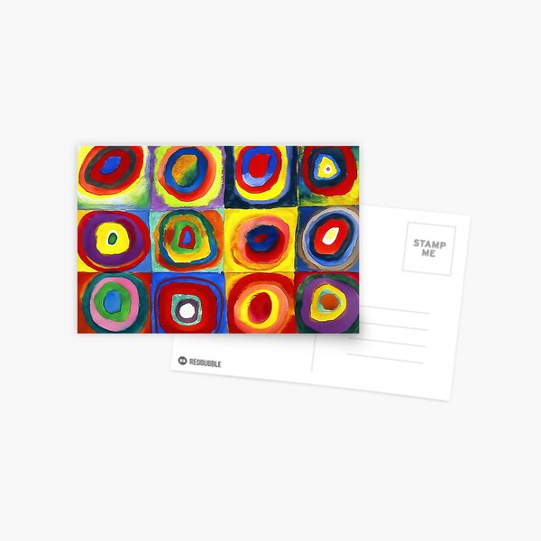 Kandinsky | Étude de couleur : carrés avec cercles concentriques, reproduction d'œuvres d'art de 1913 Carte postale