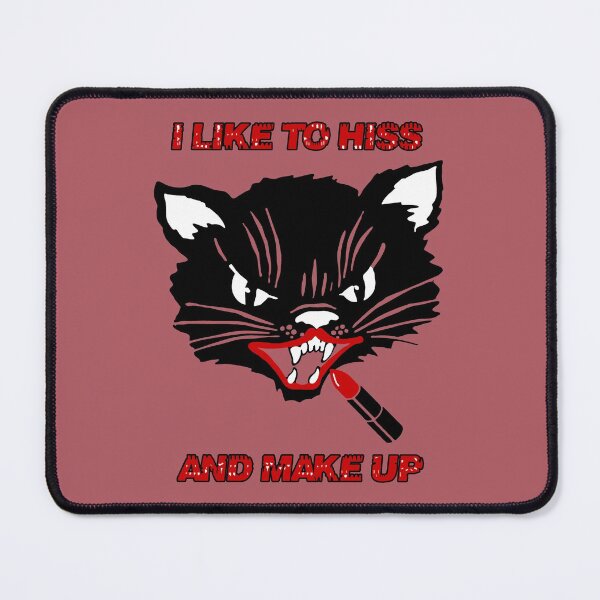 Item preview, I like to hiss and make up (black cat, red lipstick) funny designed and sold by SolidEarthArt.