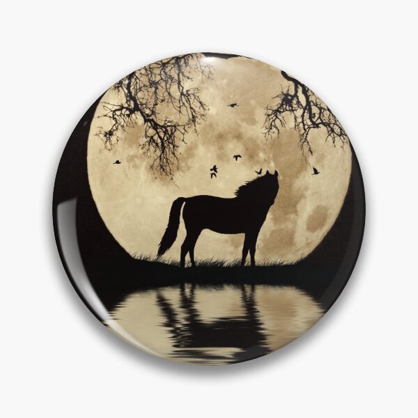 Item preview, Horse in the Moonlight with Oak Tree Birds and Pond designed and sold by Stephanie Laird.