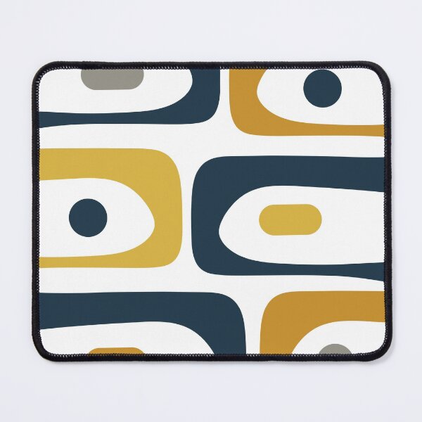 Item preview, Mid Century Modern Piquet Abstract Minimalist Pattern in Navy Blue, Light and Dark Mustard, Grey, and White designed and sold by kierkegaard.