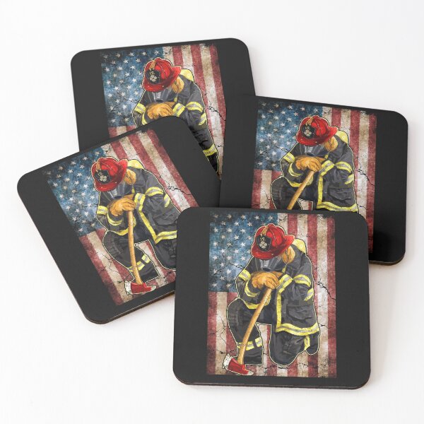 Item preview, Firefighter on american flag designed and sold by Best-Designers.