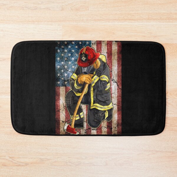 Item preview, Firefighter on american flag designed and sold by Best-Designers.