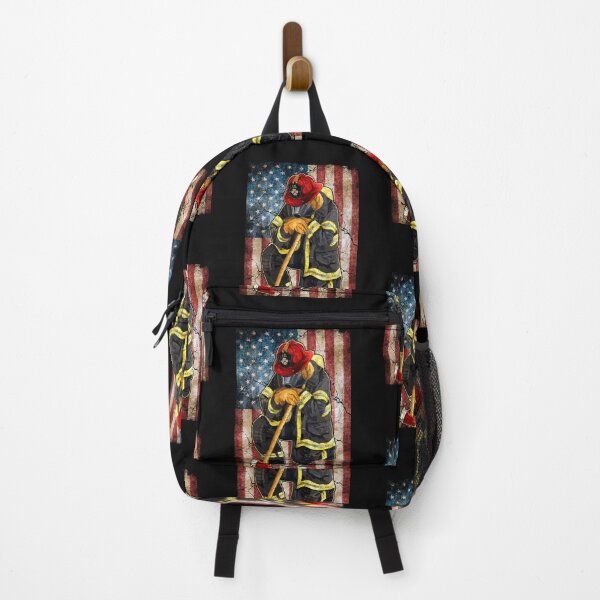 Item preview, Firefighter on american flag designed and sold by Best-Designers.