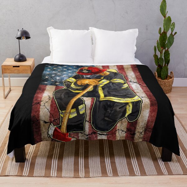 Item preview, Firefighter on american flag designed and sold by Best-Designers.