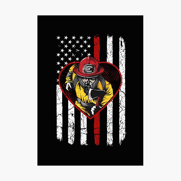 Item preview, Firefighter on american flag designed and sold by Best-Designers.