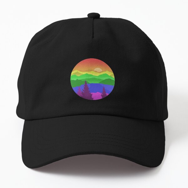 Subtle Pastel Rainbow Mountainscape Dad Hat