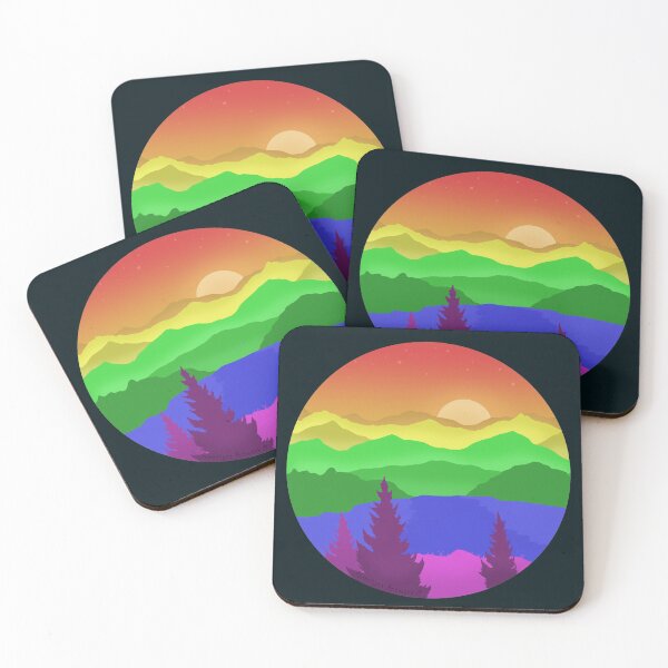 Item preview, Subtle Pastel Rainbow Mountainscape  designed and sold by AmethystArtwork.