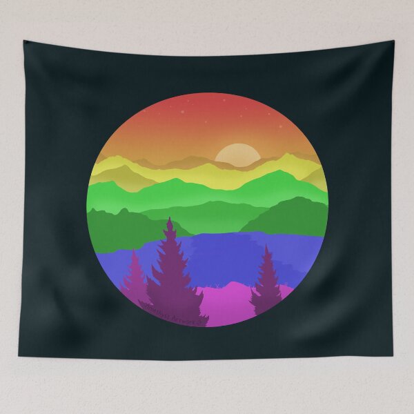 Item preview, Subtle Pastel Rainbow Mountainscape  designed and sold by AmethystArtwork.