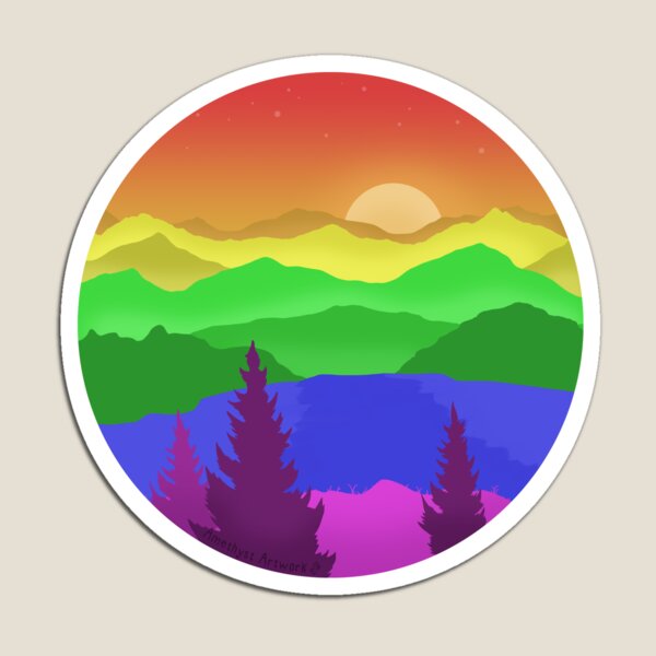 Aperçu de l'œuvre Paysage de montagne arc-en-ciel pastel subtil créée et vendue par AmethystArtwork.