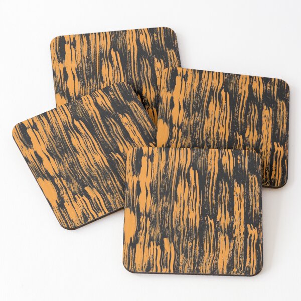 Item preview, Brush Strokes yellow ochre on black designed and sold by studioanalog.