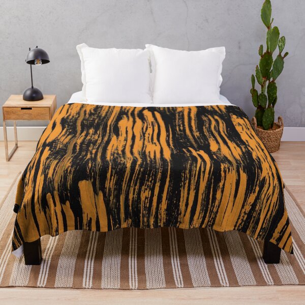 Item preview, Brush Strokes yellow ochre on black designed and sold by studioanalog.