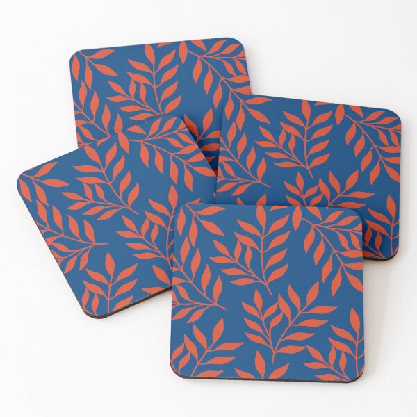 Item preview, Orange and Blue Leaves Pattern designed and sold by thelustrous.