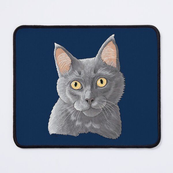 Item preview, Gray Kitten Watching - Gray Kitty - Gray Short-Hair Kitten - Oxford Blue designed and sold by EcoElsa.