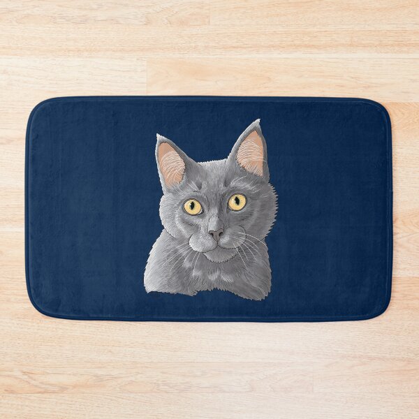 Item preview, Gray Kitten Watching - Gray Kitty - Gray Short-Hair Kitten - Oxford Blue designed and sold by EcoElsa.