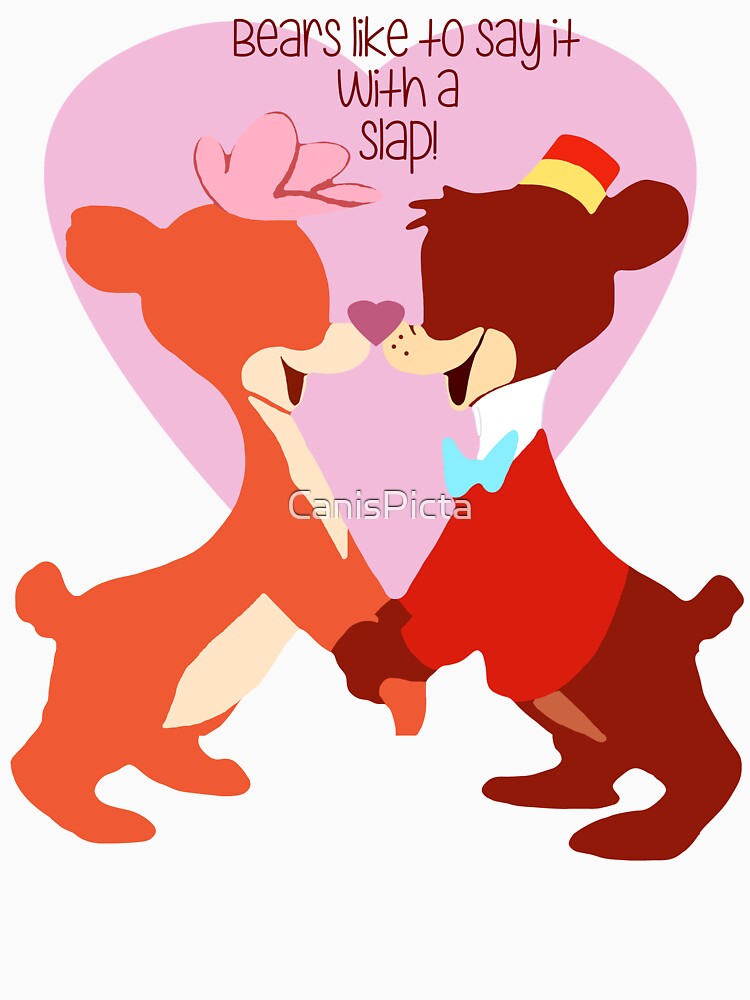 "Bears Like to Say it with a Slap!" Bongo Lulubelle Valentine's Day Heart Love Romance Pink Red Bear Couple Cartoon Gift Idea Vintage Anniversary by CanisPicta