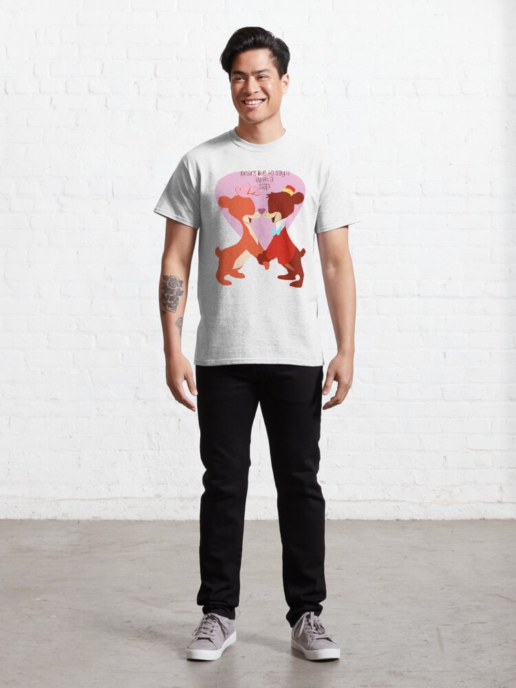Alternate view of "Bears Like to Say it with a Slap!" Bongo Lulubelle Valentine's Day Heart Love Romance Pink Red Bear Couple Cartoon Gift Idea Vintage Anniversary Classic T-Shirt