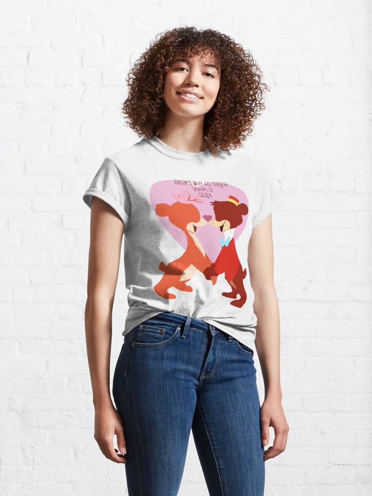 Alternate view of "Bears Like to Say it with a Slap!" Bongo Lulubelle Valentine's Day Heart Love Romance Pink Red Bear Couple Cartoon Gift Idea Vintage Anniversary Classic T-Shirt
