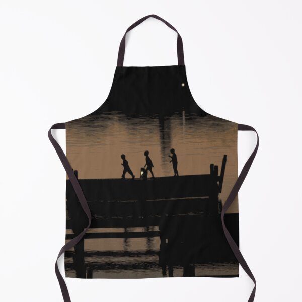 Item preview, Children playing on a jetty at sunset designed and sold by ReachForArt.