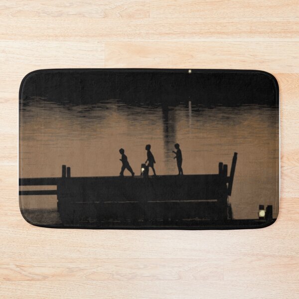Item preview, Children playing on a jetty at sunset designed and sold by ReachForArt.